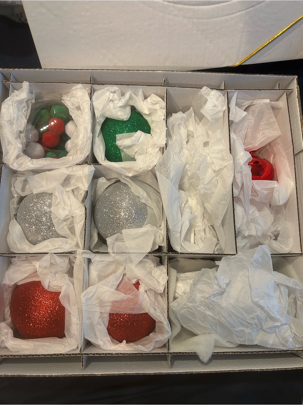Holiday Christmas Ornament Set - Red, Green, Silver